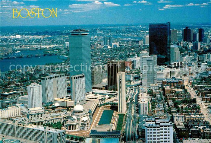Boston Massachusetts Helicopter view of the Back Bay Church Hilton Sheraton Hote