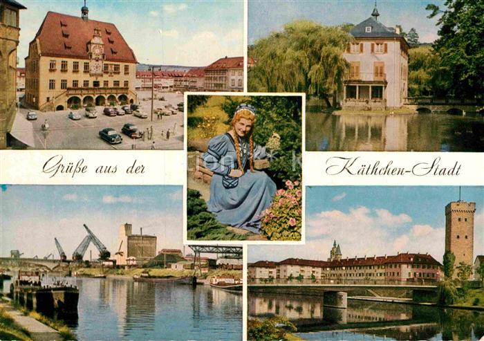 Heilbronn Neckar Rathaus Trappenseeschloesschen Kaethchen von Heilbrunn Hafen Ne