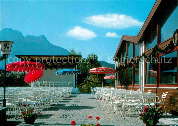 Fuessen Allgaeu Bootshafen Restaurant am Forggensee Terrasse