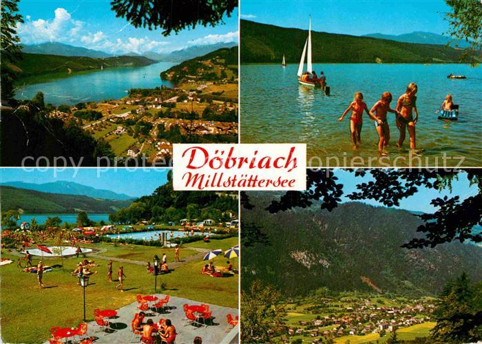 Doebriach Millstaettersee Panorama Alpen Badestrand Liegewiese Freibad