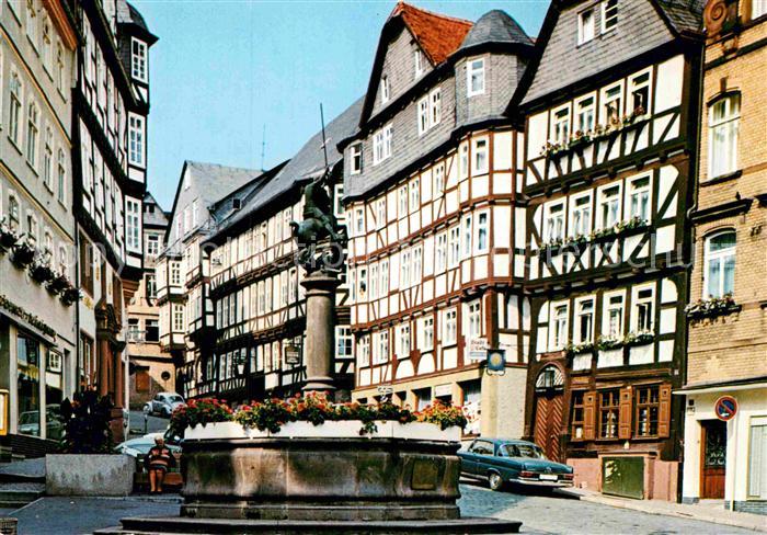 Marburg Lahn Marktbrunnen Altstadt Fachwerkhaeuser