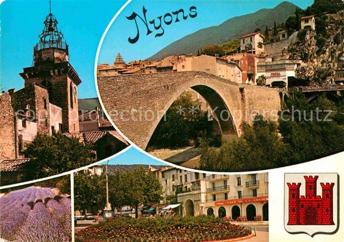Nyons Drome Kirche Bruecke Lavendelfeld Platz Wappen