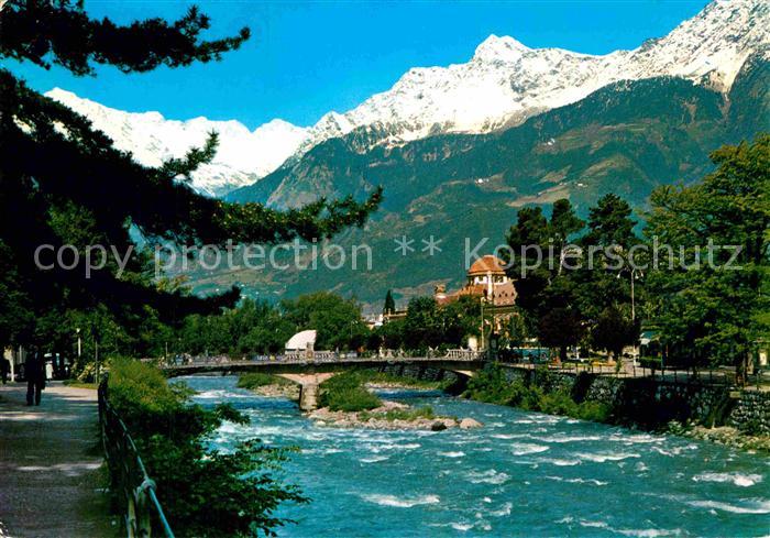 Meran Merano Kurhaus mit Passer Bruecke Alpen