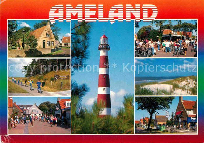 Ameland Teilansichten Radfahren Promenade Duehnen Leuchtturm