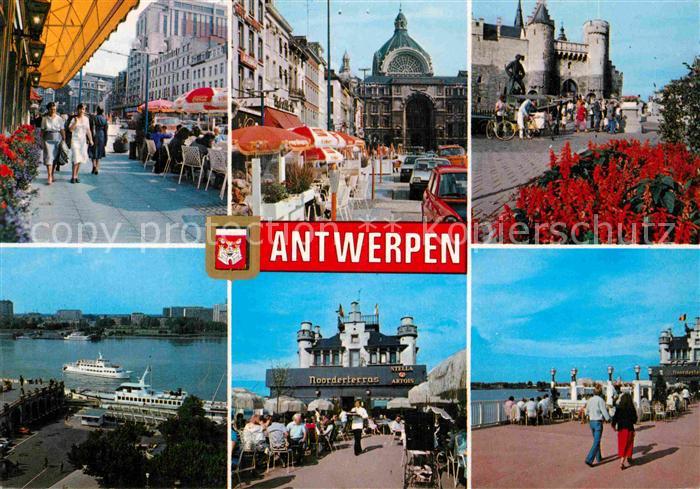 Antwerpen Anvers Innenstadt Strassencafes Noorderterras Burg Steen Faehre