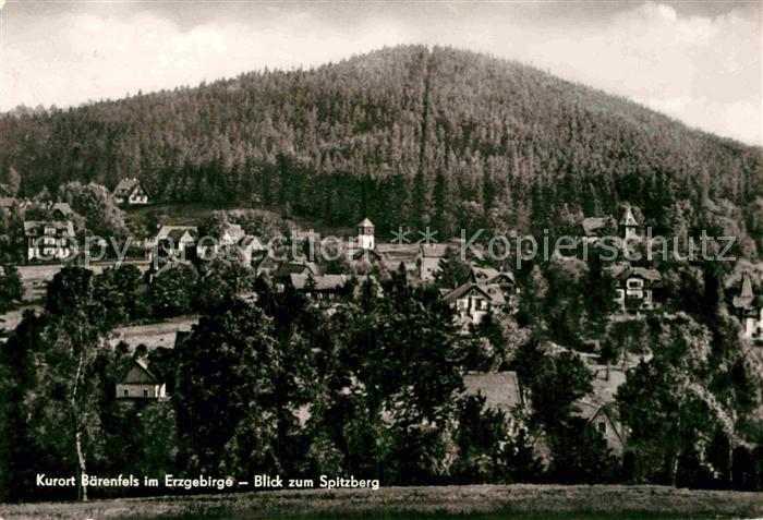 Baerenfels Erzgebirge Teilansicht Kurort mit Blick zum Spitzberg