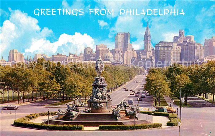 Philadelphia Pennsylvania Skyline as seen from steps of Philadelphia Museum of A