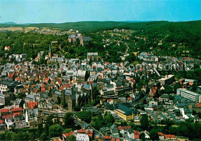 Marburg Lahn Blick auf Altstadt und Schloss Fliegeraufnahme