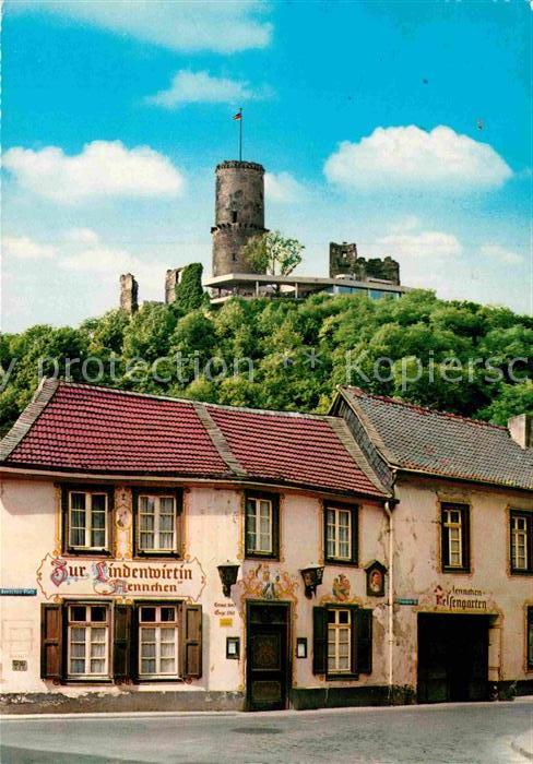 Bad Godesberg Historische Gaststaette Zur Lindenwirtin Aennchen mit Godesburg