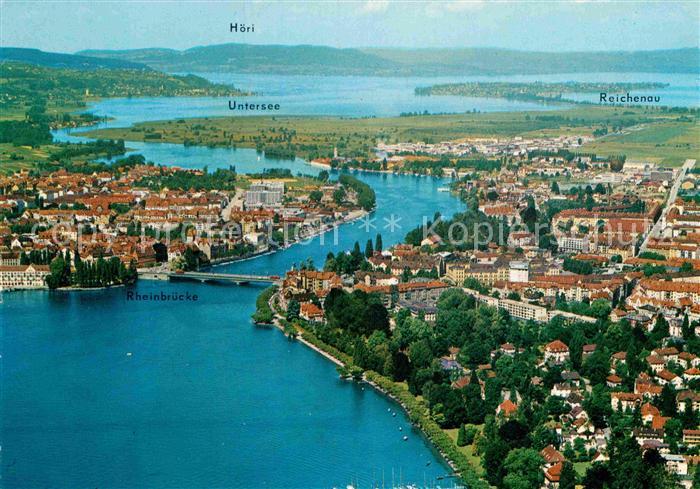 Konstanz Bodensee mit Vorort Petershausen Insel Reichenau Untersee Hoeri Flieger