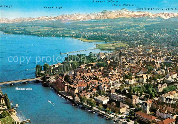 Konstanz Bodensee mit Schweizer Alpen Fliegeraufnahme