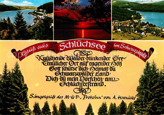 Schluchsee Saengergruss des MGV Frohsinn von A Hoenicke Abendsonne Schwarzwald
