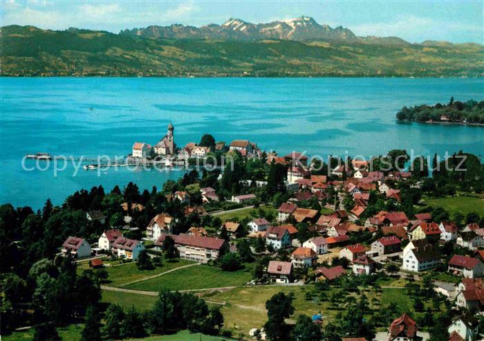 Wasserburg Bodensee Halbinsel Alpen Fliegeraufnahme