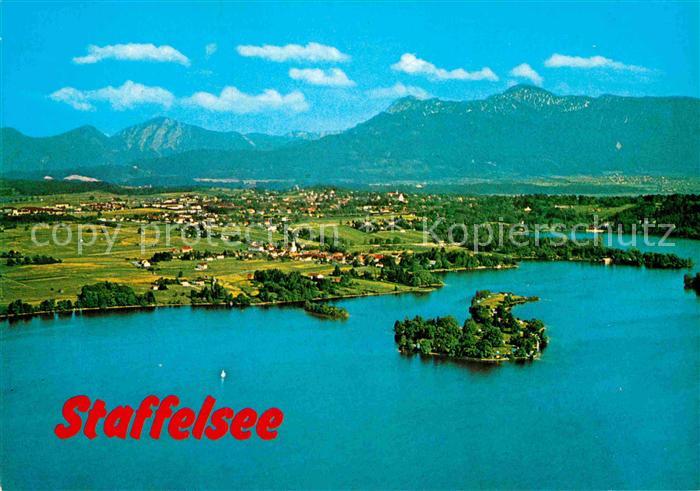 Staffelsee mit Seehausen Murnau und Ohlstadt Fliegeraufnahme Huber Karte Nr 8479