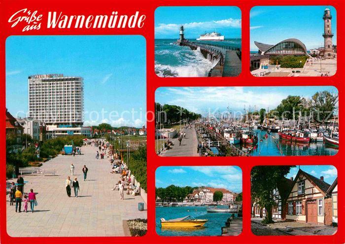 Warnemuende Ostseebad Hotel Neptun Promenade Leuchtturm Teepott Hafen Haeuserpar