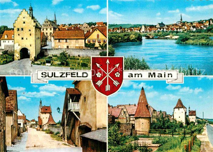 Sulzfeld Main Teilansichten Stadttor Partie am Fluss Tuerme Wappen