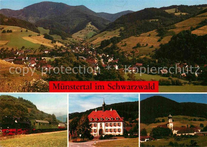Muenstertal Schwarzwald Panorama Museumseisenbahn Rathaus St Trudpert Kloster