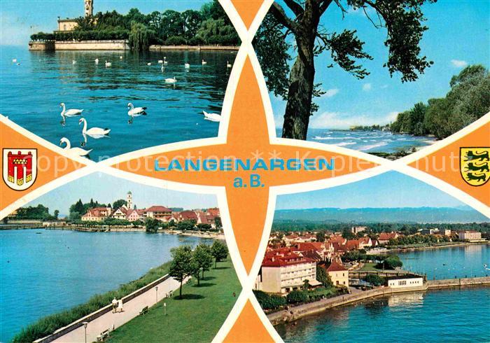 Langenargen Bodensee Uferpromenade Schwaene Fliegeraufnahme