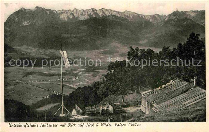 Koessen Tirol Unterkunftshaus Taubensee Blick auf Tirol und Wilder Kaiser