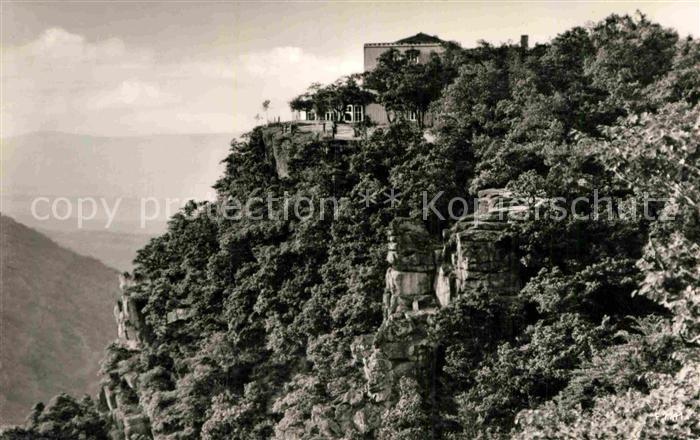 Thale Harz Hexentanzplatz im Bodetal Felsen Handabzug