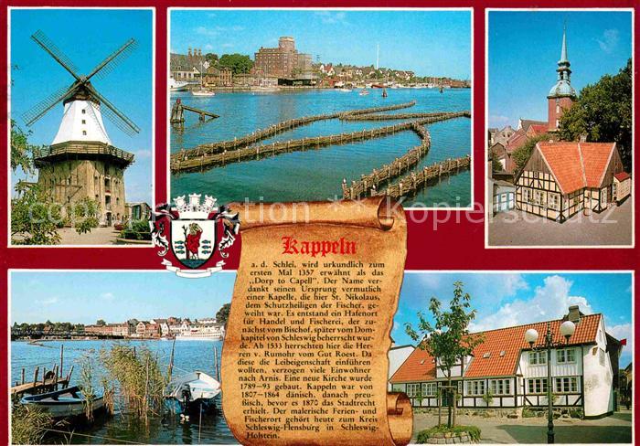 Kappeln Schlei Windmuehle Partie an der Schlei Kirche Geschichte
