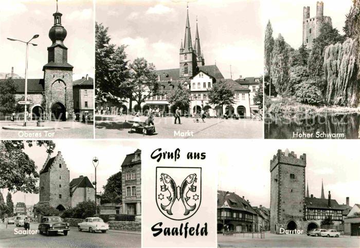 Saalfeld Saale Oberes Tor Markt Kirche Hoher Schwarm Burgruine Darrtor Saaltor