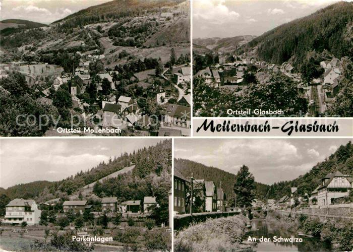 Mellenbach-Glasbach Panorama Parkanlagen Partie an der Schwarza