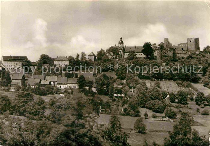 Frauenstein Sachsen Ortsansicht mit Schloss Burgruine