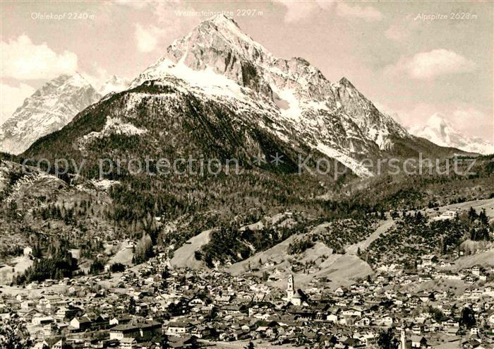 Mittenwald Bayern Panorama gegen Wettersteingebirge Huber Karte Nr 6005