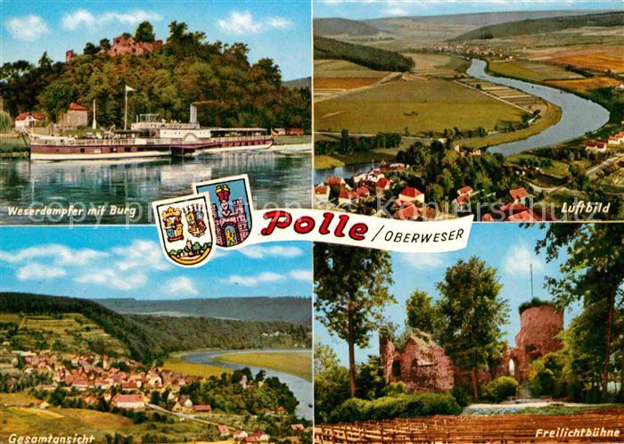 Polle Weserdampfer Burg Gesamtansicht Freilichtbuehne Fliegeraufnahme