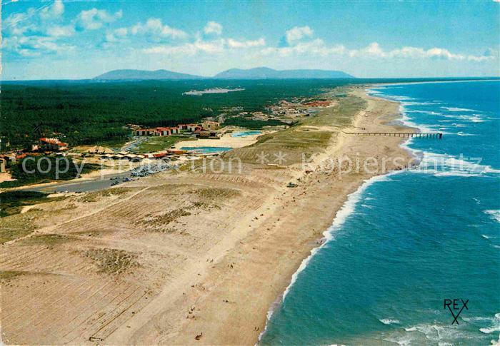 Seignosse Le Penon Plage au fond les Montagnes d Espagne vue aerienne