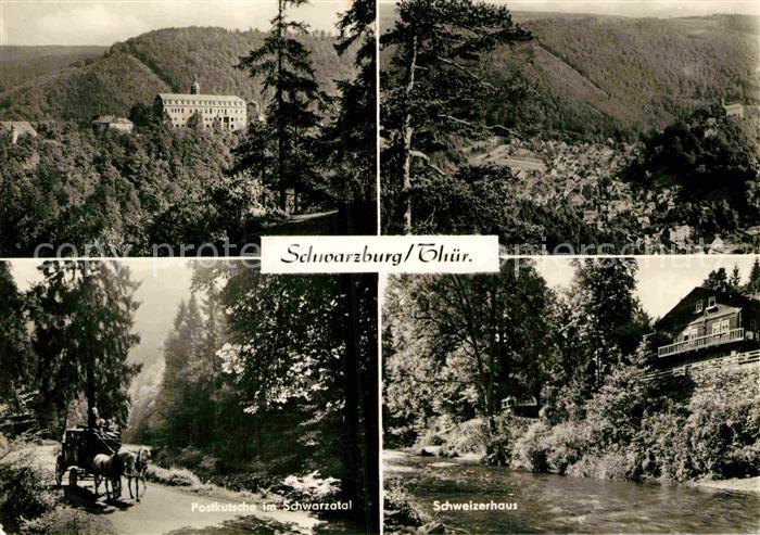 Schwarzburg Thueringer Wald Landschaftspanorama Schweizerhaus Postkutsche Schwar
