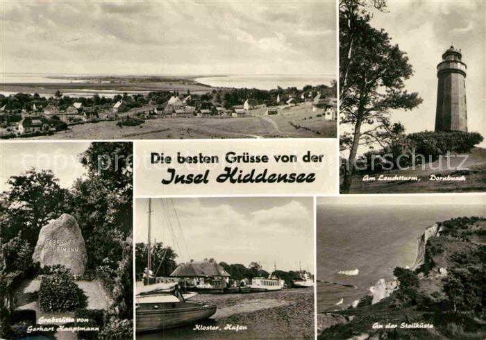 Insel Hiddensee Panorama Dornbusch Leuchtturm Steilkueste Kloster Hafen Grabstae