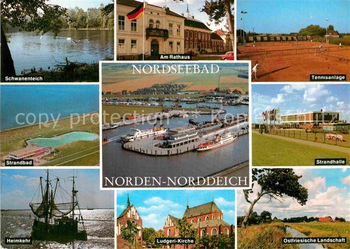 Norden Norddeich Ostfriesland Schwanenteich Strandbad Heimkehr Fischkutter Kirch