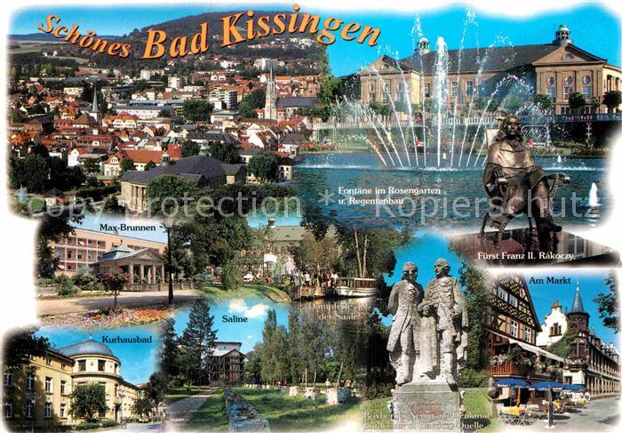 Bad Kissingen Stadtpanorama Max Brunnen Fontaene Rosengarten Regentenbau Denkmal