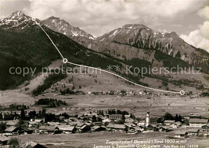 Ehrwald Tirol Gesamtansicht Zugspitzdorf Lermoos Sessellift Grubigstein Alpenpan