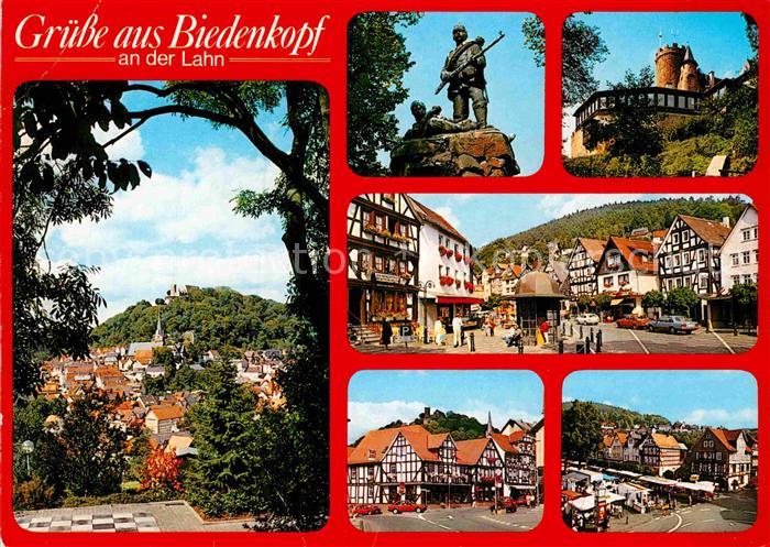 Gladenbach Lahn Hessen Blick ueber die Stadt Denkmal Statue Schloss Fachwerkhaeu