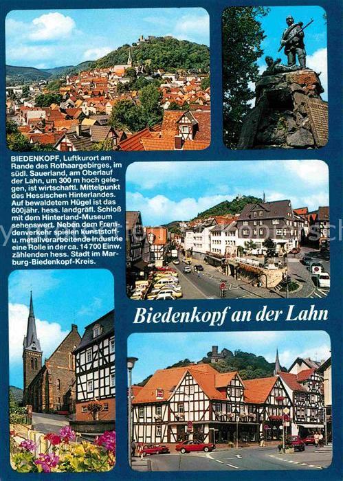 Gladenbach Lahn Hessen Teilansicht mit Schloss Denkmal Ehrenmal Marktplatz Kirch