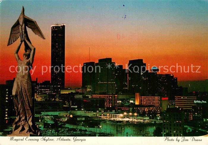 Atlanta Georgia Magical Evening Skyline Phoenix bronze statue