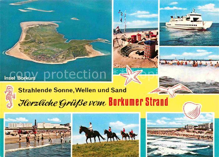 BORKUM Nordseebad Niedersachsen Fliegeraufnahme Insel Strand Faehre Reiten