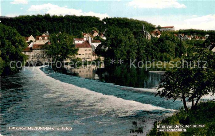Melsungen Fulda Blick von der alten Bruecke zum Lindenberg Luftkurort