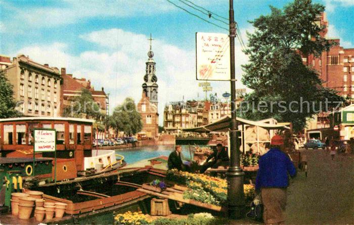 Amsterdam Niederlande Singel met bloemenmarkt