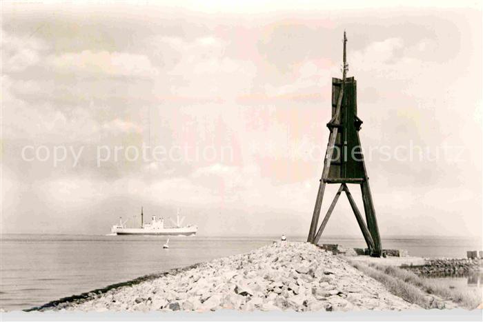 Cuxhaven Nordseebad Kugelbake Hochseeschiff