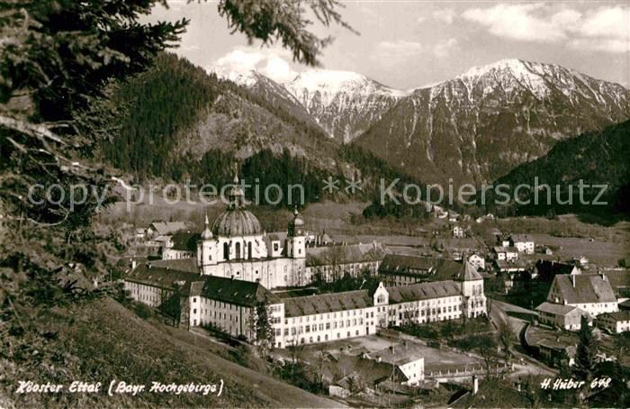 Ettal Kloster Panorama Bayerisches Hochgebirge Huber Karte Nr 648