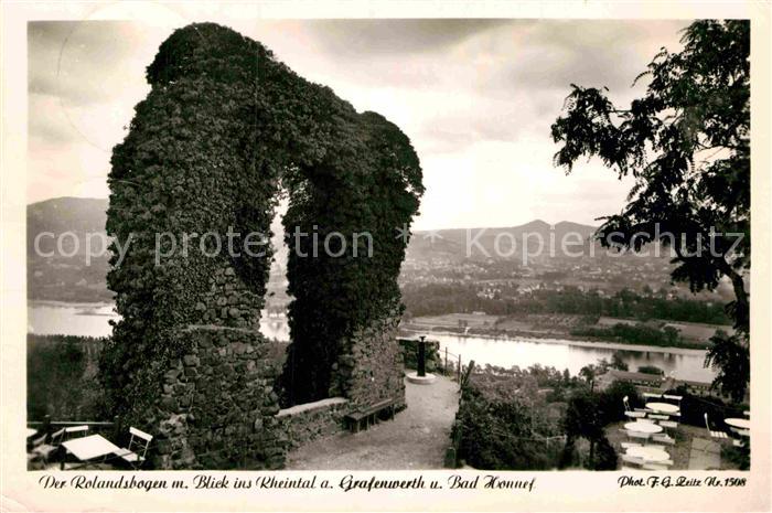 Grafenwerth Rolandsbogen mit Blick ins Rheintal