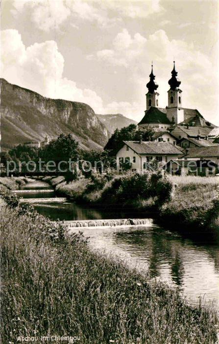 Aschau Chiemgau Partie am Bachlauf Kirche Burg Hohenaschau