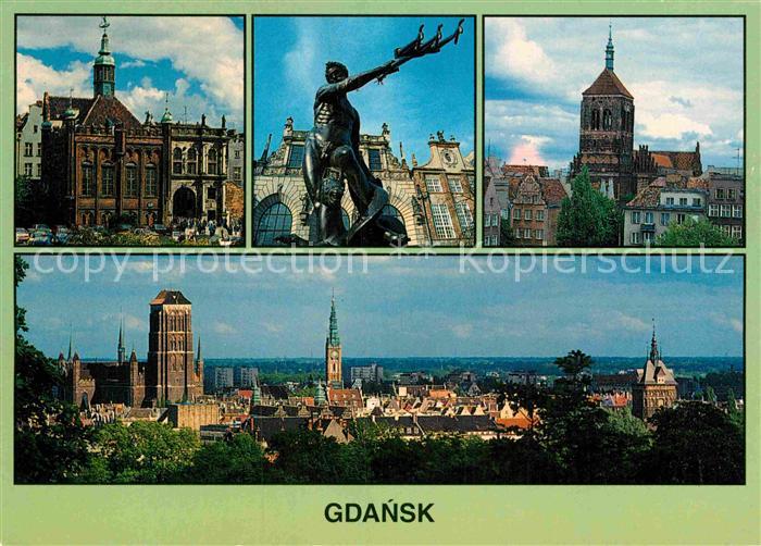 Gdansk Stadtansicht St Georgshalle St Johanneskirche Neptunbrunnen