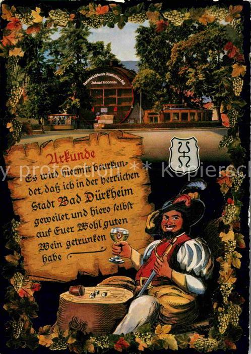 Bad Duerkheim Urkunde Wein Duerkheimer Fass Kuenstlerkarte