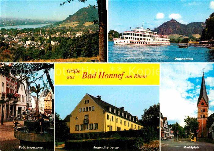 Bad Honnef Panorama Drachenfels Rheinfaehre Fussgaengerzone Jugendherberge Markt