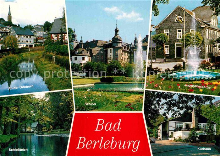 Bad Berleburg Partie an der Odeborn Schlossteich Schloss Jugendherberge Springbr